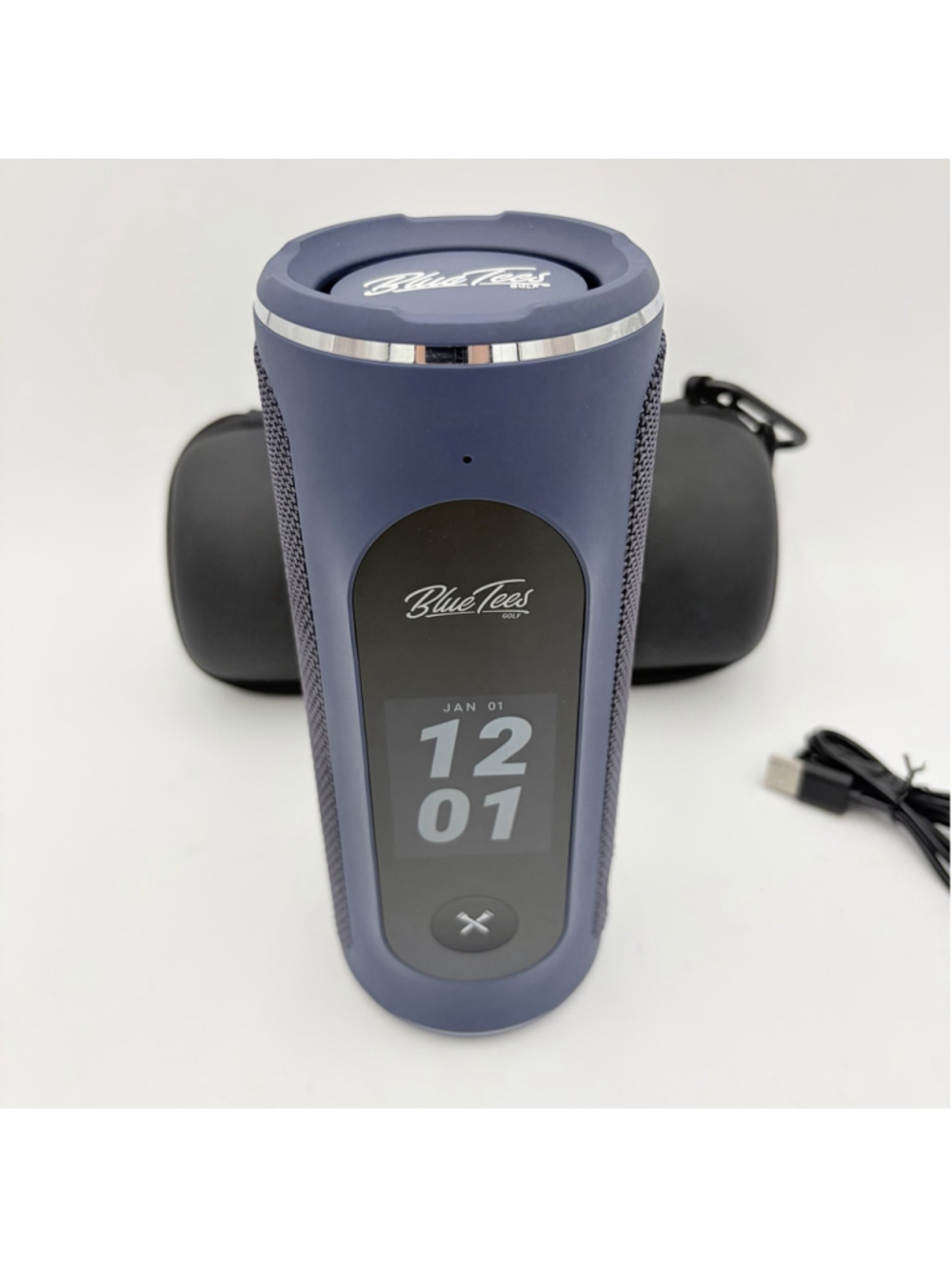 Blue Tees Player+ GPS Golf Speaker Navy Bluetooth Magnetic w Case Tested